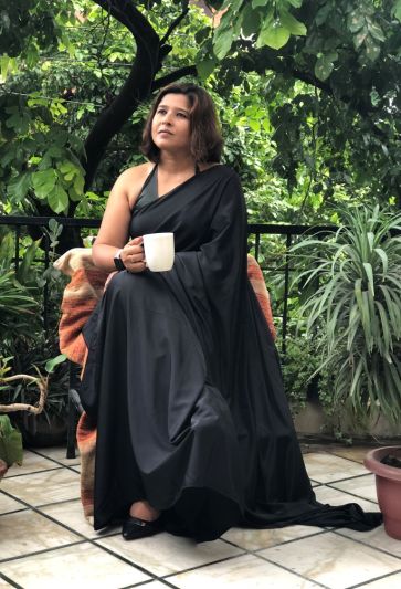Plain Crepe Black Magic Saree
