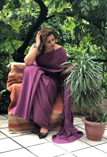Plain Crepe Purple Magic Saree