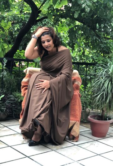 Plain Crepe Brown Magic Saree