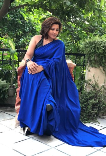 Plain Crepe Neon Magic Saree