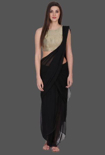 Stitched Saree Trending Color Black Dhoti Magic Saree 374