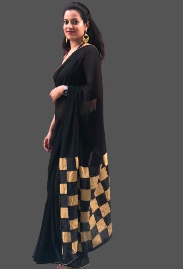 Black Check Magic Saree