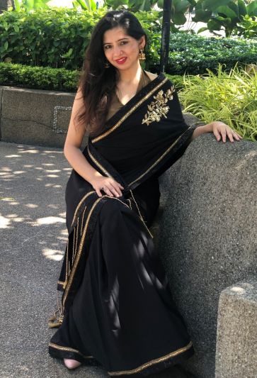 Stitched Saree Trending Embroidery Black Magic Saree 461