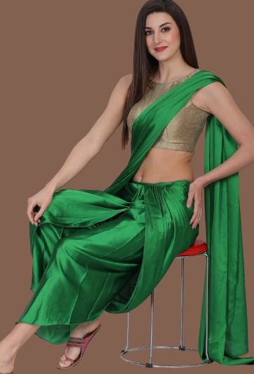 Stitched Saree Trending Green Dhoti Magic  Saree 469