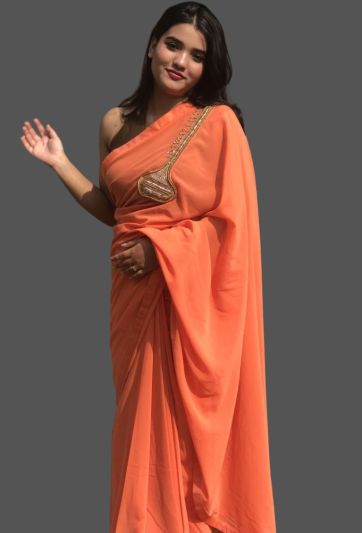 Stitched Saree Trending Sitar Embroidery Magic Saree 494