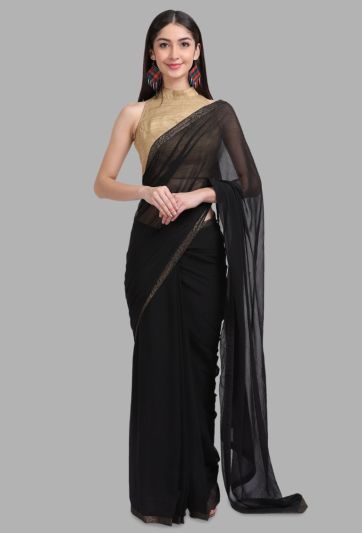 Stitched Saree Trending Cocktail Black Copper Magic Saree 513