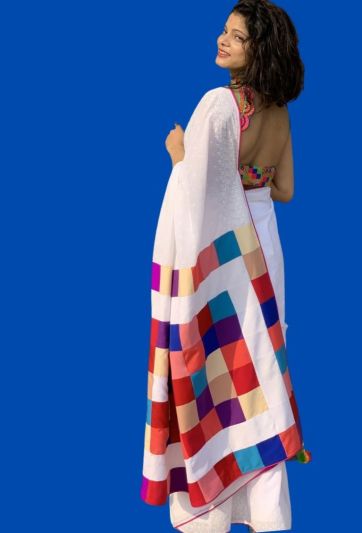 White Check Magic Saree