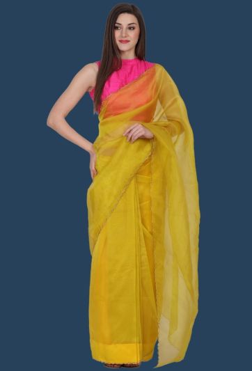 Yellow Organza Magic Saree