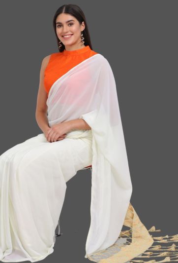 Stitched Saree Trending Printed Pocket Tassel Magic Saree 675