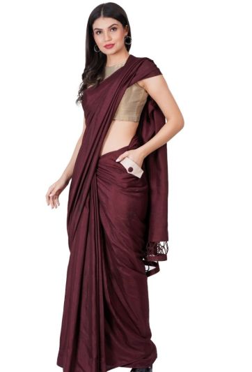 Maroon Silk with Jute Pocket Mangic Saree 741