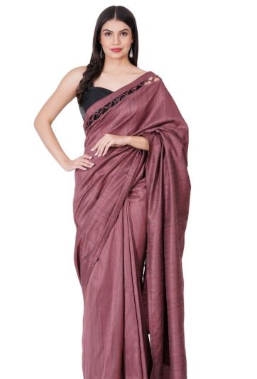 Brown Raw Silk Cut Work String Magic Saree 743