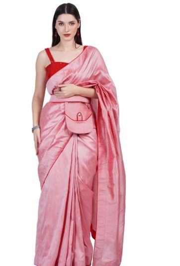 Pink  Silk with Pocket Belt Magic Saree 750