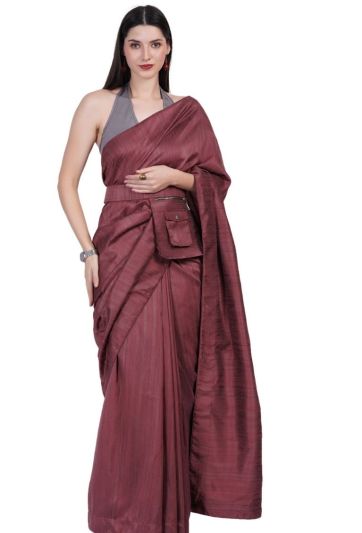 Brown Silk with Pocket Belt Magic Saree 751