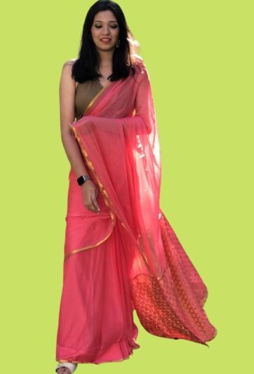 Gorgeous Pink Chiffon Magic Saree