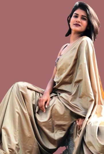 Gold Poly Paper Silk Magic Saree 613