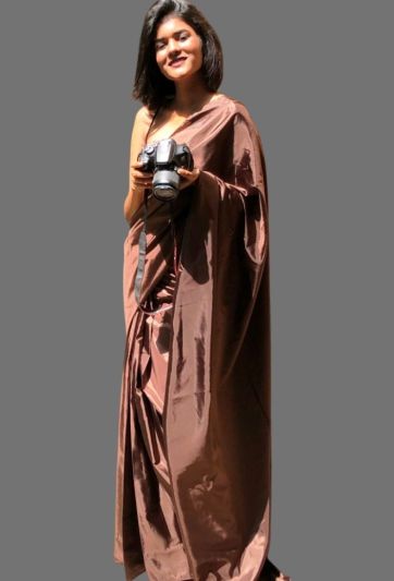 Copper Poly Paper Silk Magic Saree 608